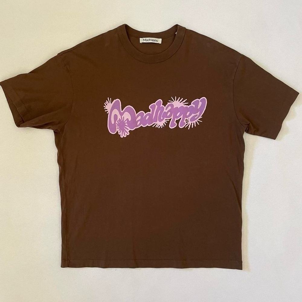 Madhappy Firework Middle Weight Jersey Tee Oak Brown Logo Cotton Large